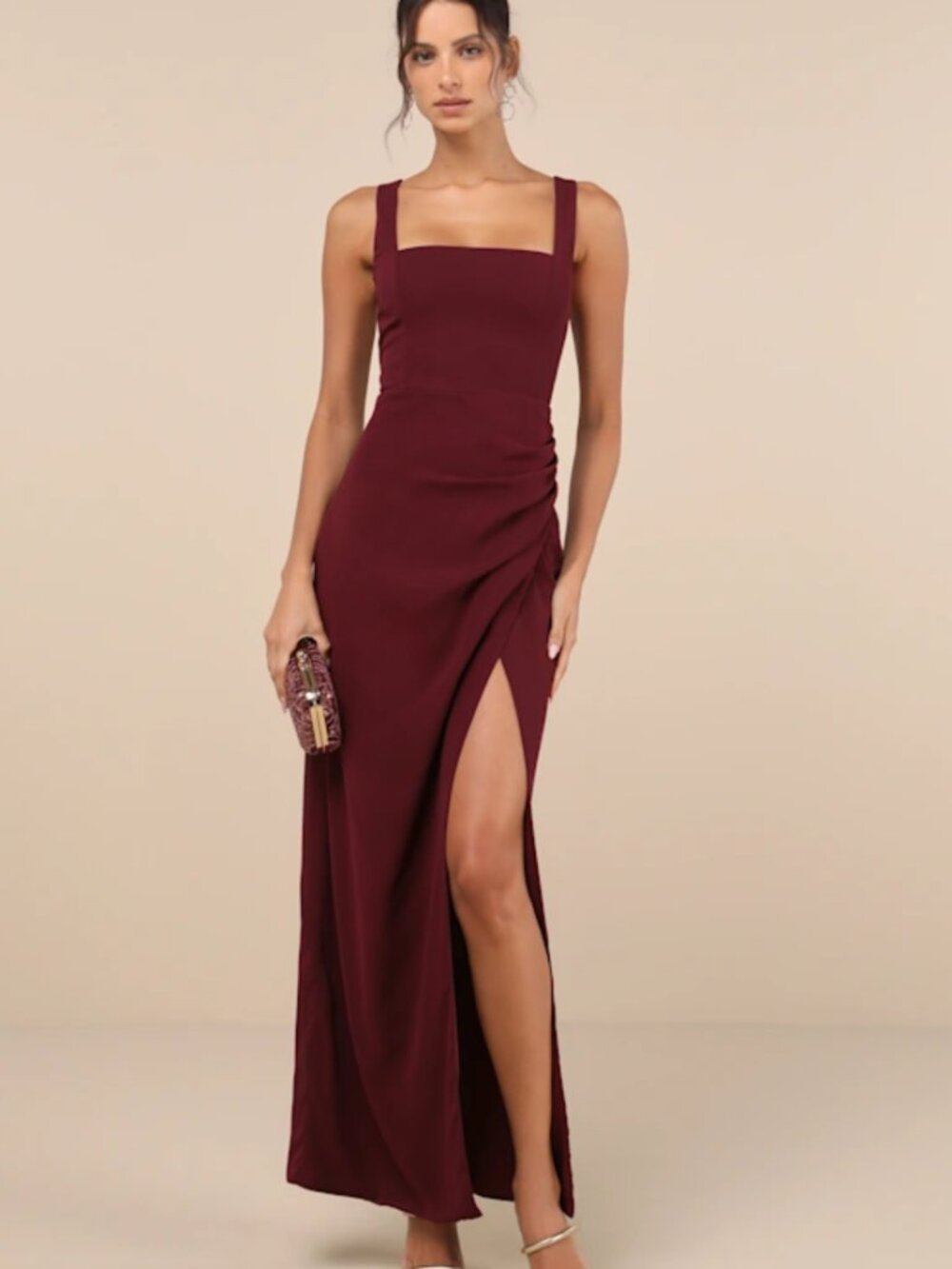 Lulus Glamorous Disposition Dress - Burgundy Size XS